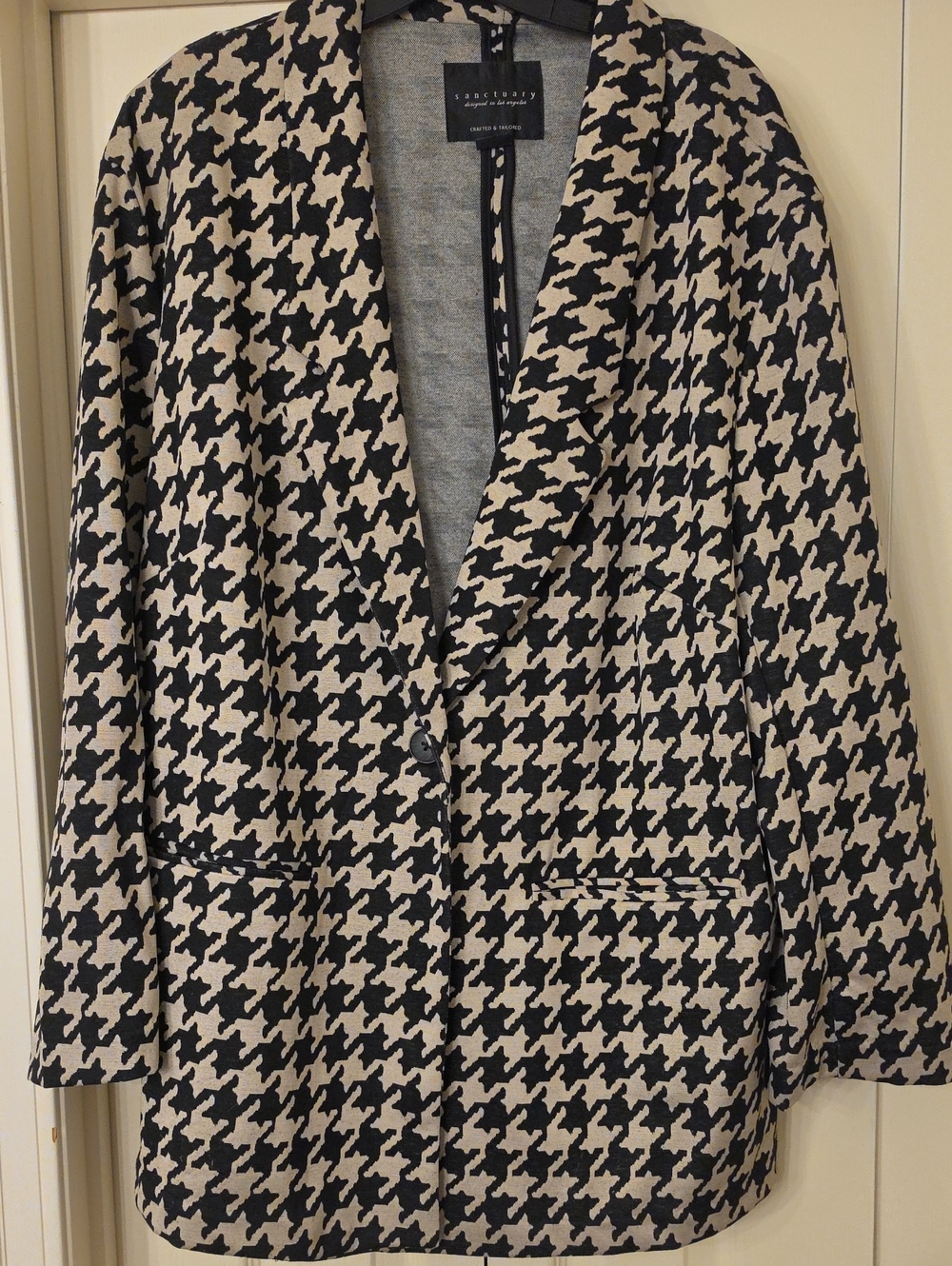 Sanctuary Black & Cream Houndstooth Blazer Jacket